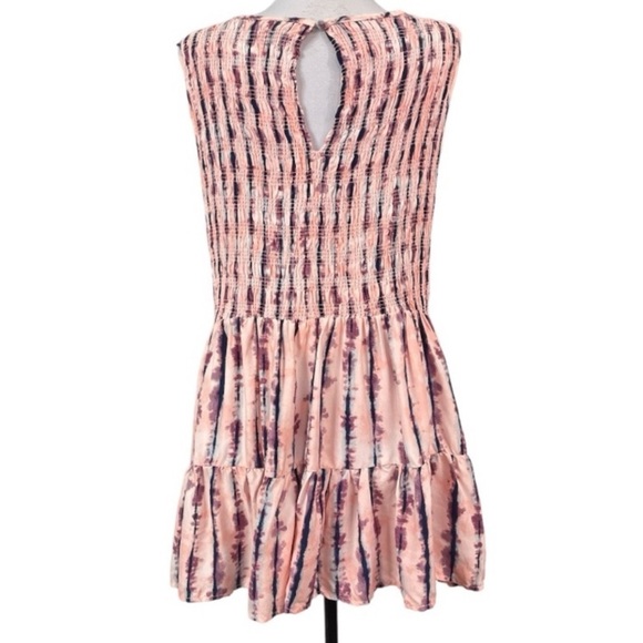 NWTs TORRID Pink Black Striped Tie Dye Smock Tiered Tank Top Size 3 - Picture 5 of 9